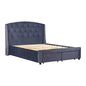 Queen Size Storage Bed Frame Upholtery Navy Blue Fabric with 2 Drawers - Cosy Abode