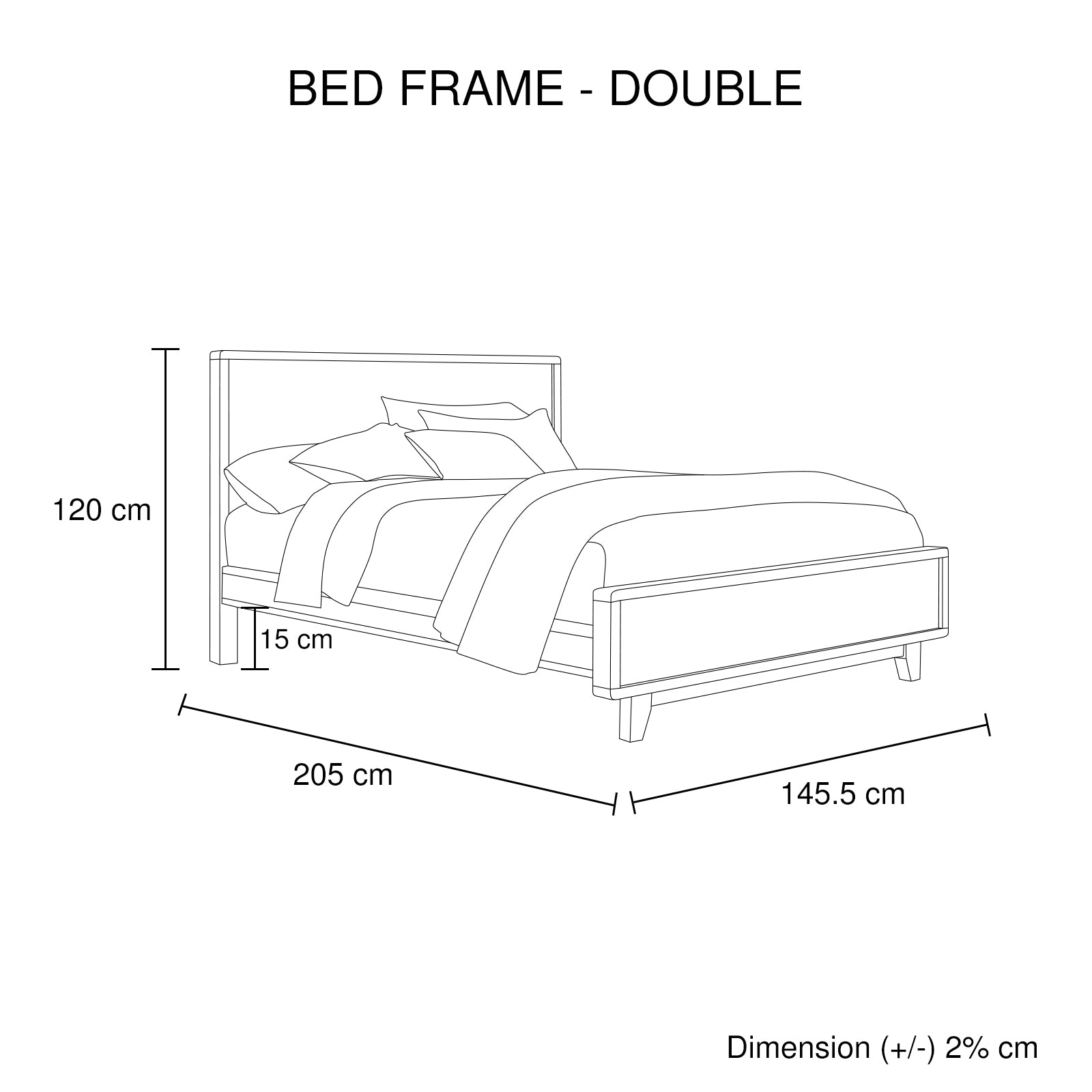 Double Size Wooden Bed Frame in Solid Wood Antique Design Light Brown - Cosy Abode