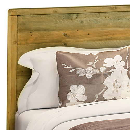 Double Size Wooden Bed Frame in Solid Wood Antique Design Light Brown - Cosy Abode