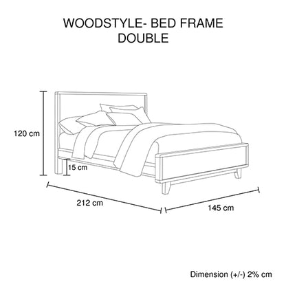 Double Size Wooden Bed Frame in Solid Wood Antique Design Light Brown - Cosy Abode