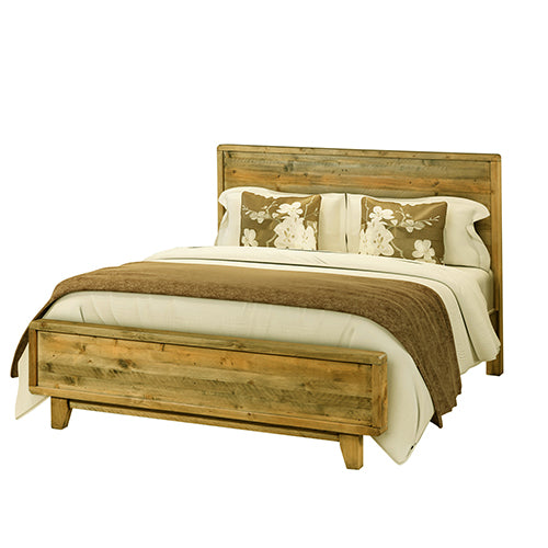 King Size Wooden Bed Frame in Solid Wood Antique Design Light Brown - Cosy Abode