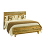 King Size Wooden Bed Frame in Solid Wood Antique Design Light Brown - Cosy Abode