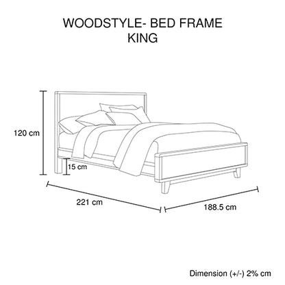 King Size Wooden Bed Frame in Solid Wood Antique Design Light Brown - Cosy Abode