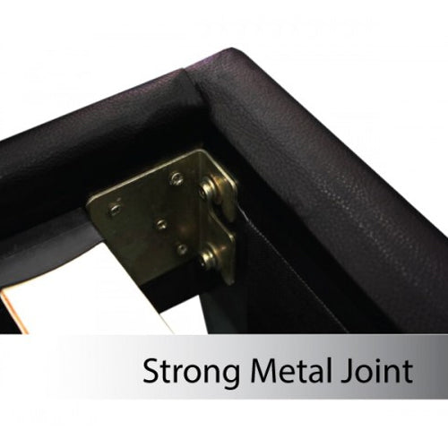 Double Size Leatheratte Bed Frame in Black Colour with Metal Joint Slat Base - Cosy Abode