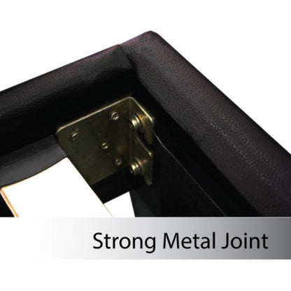 Double Size Leatheratte Bed Frame in Black Colour with Metal Joint Slat Base - Cosy Abode