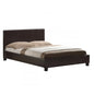 Double Size Leatheratte Bed Frame in Brown Colour with Metal Joint Slat Base - Cosy Abode