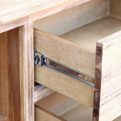 Buffet Sideboard in Oak Colour Constructed with Solid Acacia Wooden Frame Storage Cabinet with Drawers - Cosy Abode