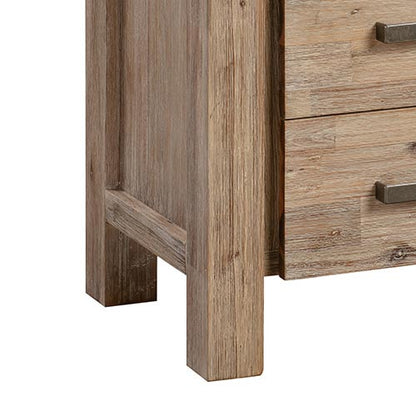 Bedside Table 2 drawers Night Stand in Solid Acacia Wood Oak Colour - Cosy Abode