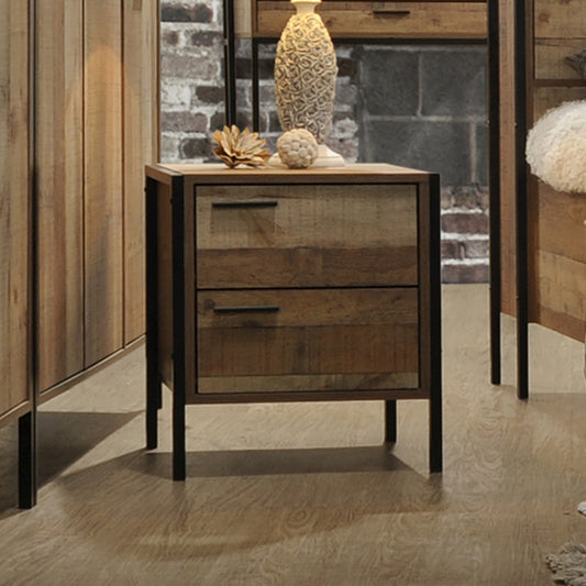 Bedside Table 2 drawers Night Stand Particle Board Construction in Oak Colour - Cosy Abode