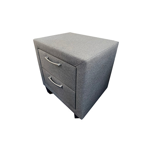 Bedside Table 2 drawers Night Stand Upholstery Fabric Storage in Light Grey Colour - Cosy Abode