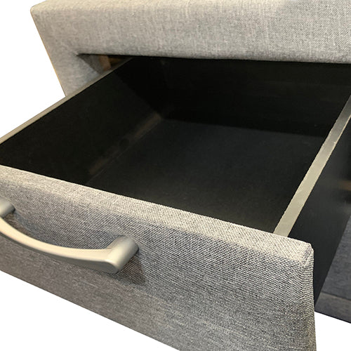 Bedside Table 2 drawers Night Stand Upholstery Fabric Storage in Light Grey Colour - Cosy Abode