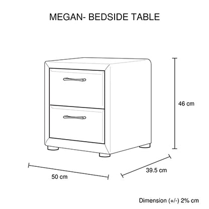 Bedside Table 2 drawers Night Stand Upholstery Fabric Storage in Light Grey Colour - Cosy Abode