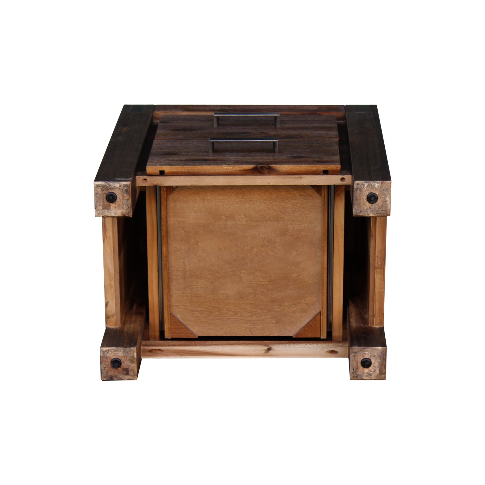 Bedside Table 2 drawers Night Stand Solid Wood Acacia Storage in Chocolate Colour - Cosy Abode