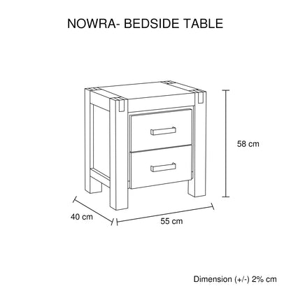 Bedside Table 2 drawers Night Stand Solid Wood Acacia Storage in Chocolate Colour - Cosy Abode