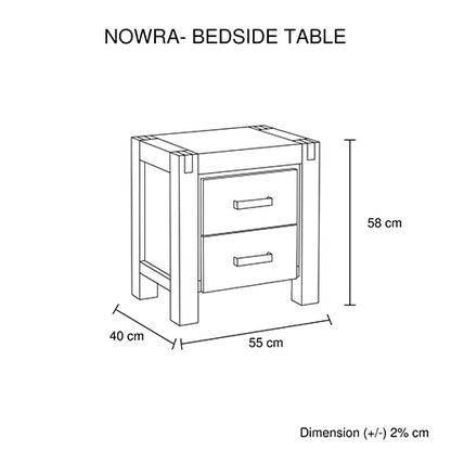 Bedside Table 2 drawers Night Stand Solid Wood Acacia Oak Colour - Cosy Abode