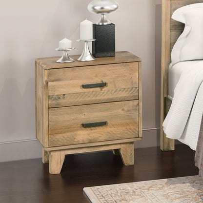 Bedside Table 2 drawers Night Stand Solid Wood Storage Light Brown Colour - Cosy Abode