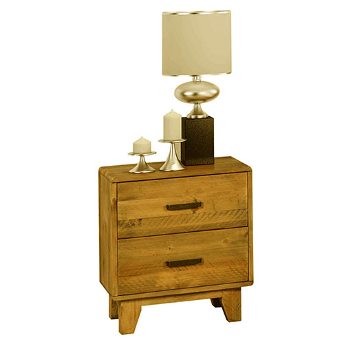Bedside Table 2 drawers Night Stand Solid Wood Storage Light Brown Colour - Cosy Abode
