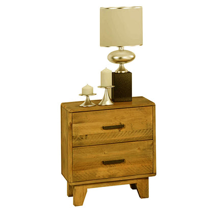 Bedside Table 2 drawers Night Stand Solid Wood Storage Light Brown Colour - Cosy Abode