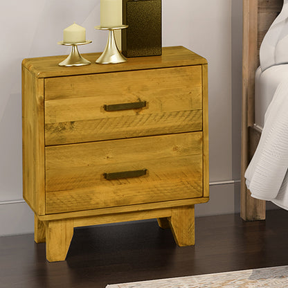 Bedside Table 2 drawers Night Stand Solid Wood Storage Light Brown Colour - Cosy Abode
