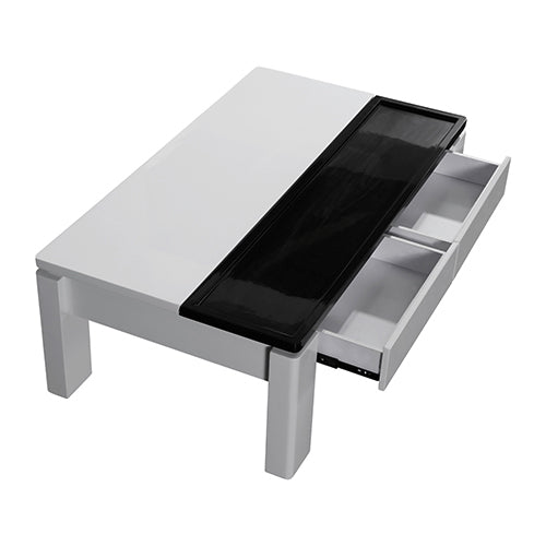 Coffee Table High Gloss Finish Lift Up Top MDF Black & White Colour Interior Storage - Cosy Abode