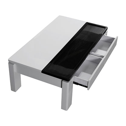 Coffee Table High Gloss Finish Lift Up Top MDF Black & White Colour Interior Storage - Cosy Abode