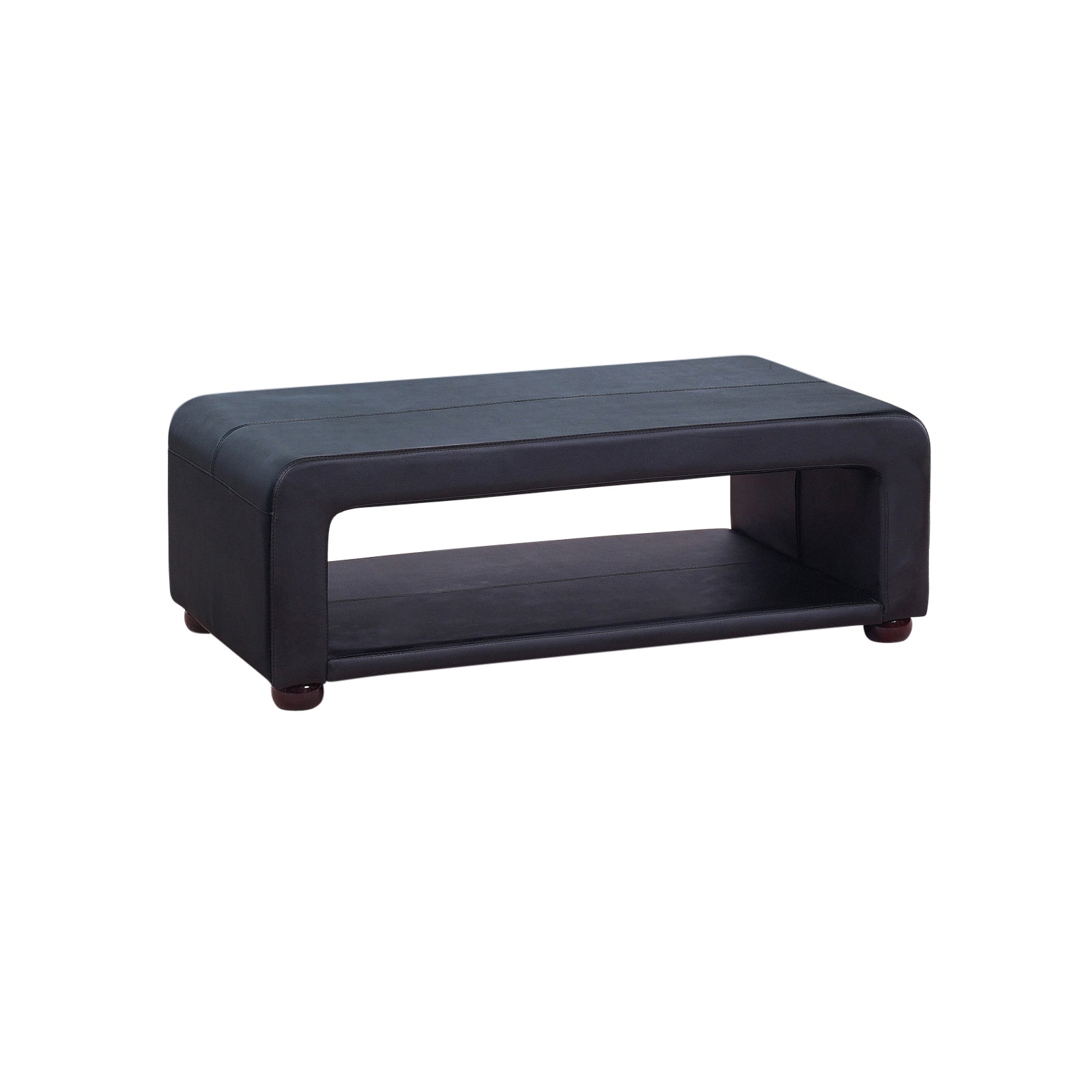 Coffee Table Upholstered PU Leather in Black Colour with open storage - Cosy Abode