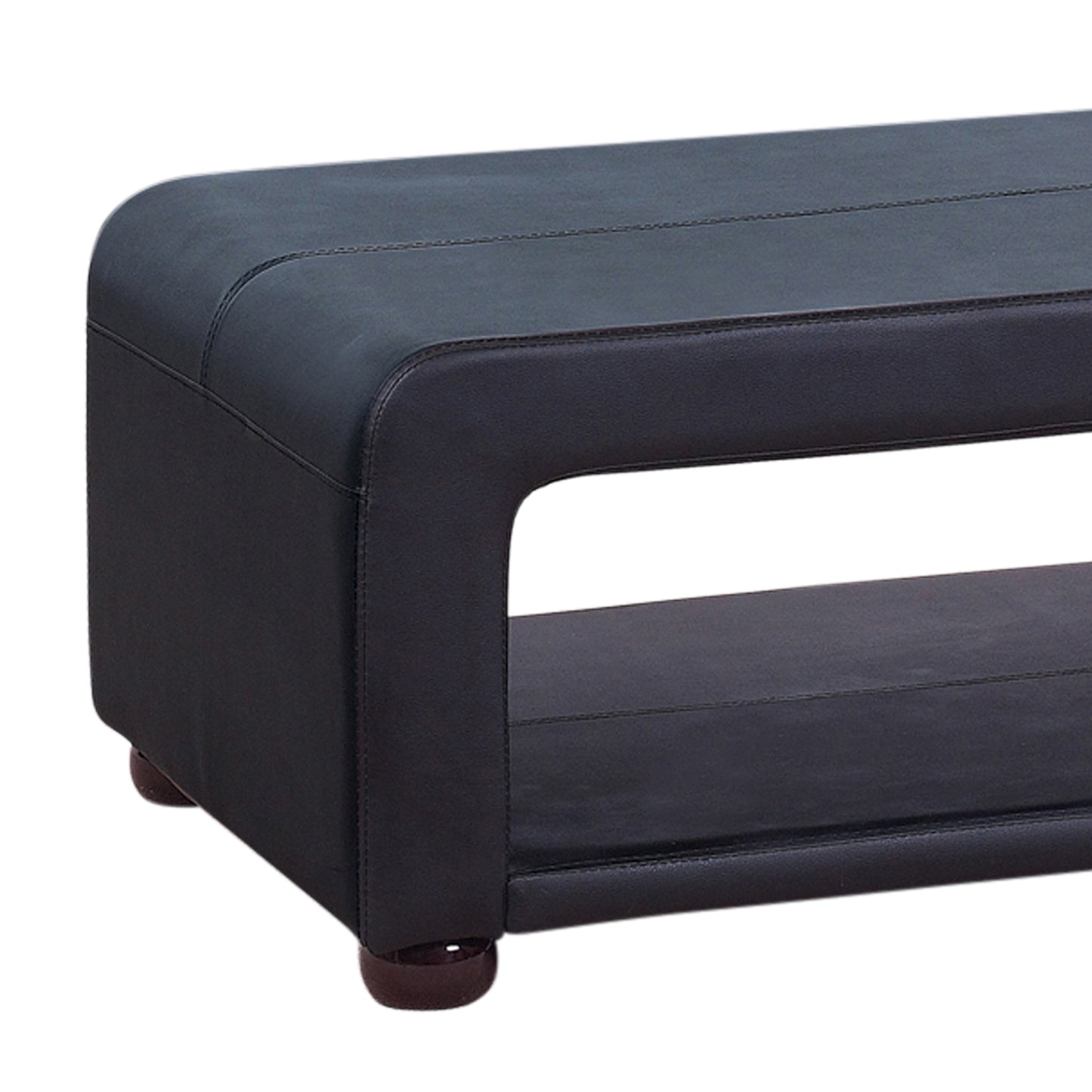 Coffee Table Upholstered PU Leather in Black Colour with open storage - Cosy Abode