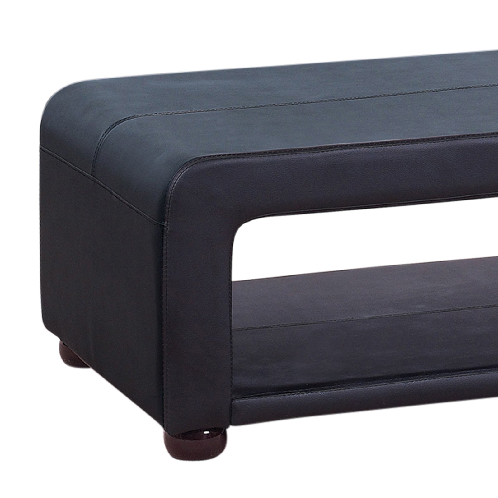 Coffee Table Upholstered PU Leather in Black Colour with open storage - Cosy Abode