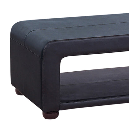 Coffee Table Upholstered PU Leather in Black Colour with open storage - Cosy Abode