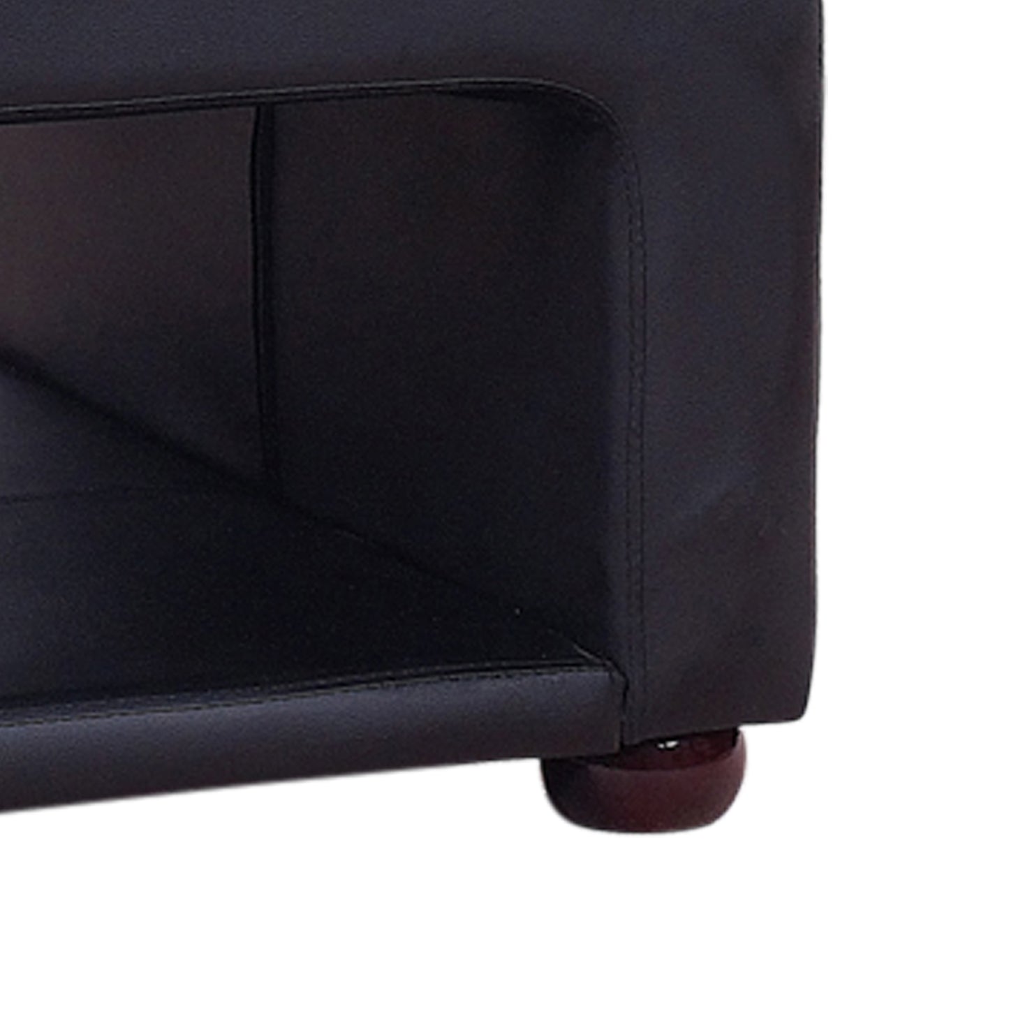 Coffee Table Upholstered PU Leather in Black Colour with open storage - Cosy Abode