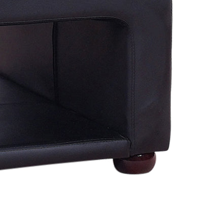 Coffee Table Upholstered PU Leather in Black Colour with open storage - Cosy Abode