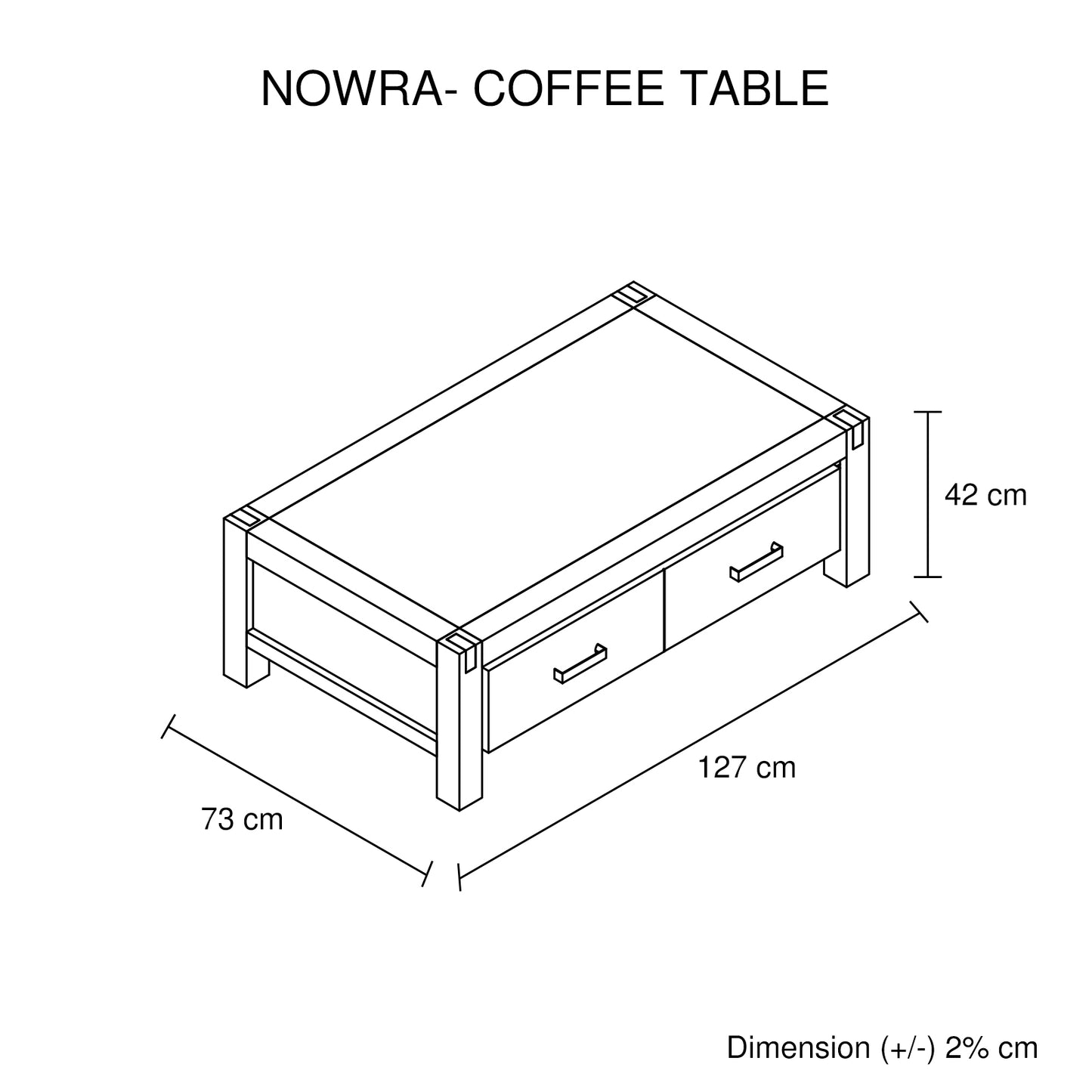 Coffee Table Solid Acacia Wood & Veneer 1 Drawers Storage Chocolate Colour - Cosy Abode