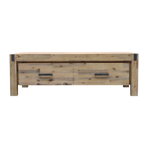 Coffee Table Solid Acacia Wood & Veneer 1 Drawers Storage Oak Colour - Cosy Abode