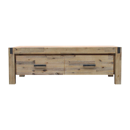 Coffee Table Solid Acacia Wood & Veneer 1 Drawers Storage Oak Colour - Cosy Abode