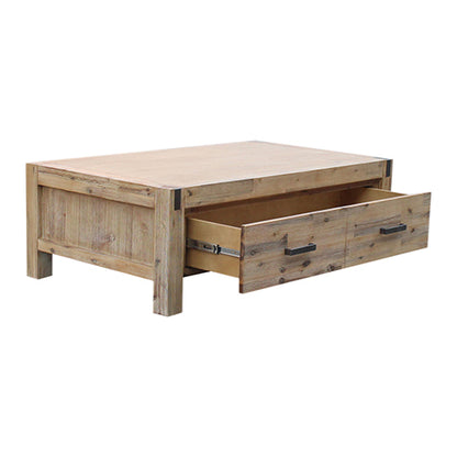 Coffee Table Solid Acacia Wood & Veneer 1 Drawers Storage Oak Colour - Cosy Abode