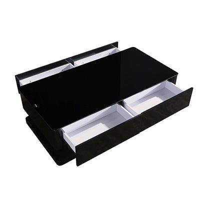 Stylish Coffee Table High Gloss Finish in Shiny Black Colour with 4 Drawers Storage - Cosy Abode