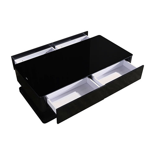 Stylish Coffee Table High Gloss Finish in Shiny Black Colour with 4 Drawers Storage - Cosy Abode