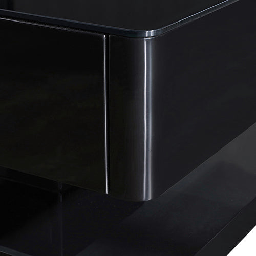 Stylish Coffee Table High Gloss Finish in Shiny Black Colour with 4 Drawers Storage - Cosy Abode