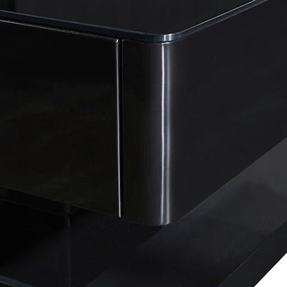 Stylish Coffee Table High Gloss Finish in Shiny Black Colour with 4 Drawers Storage - Cosy Abode
