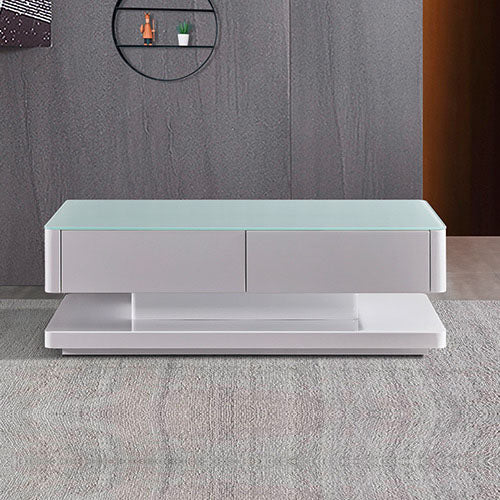 Stylish Coffee Table High Gloss Finish Shiny White Colour with 4 Drawers Storage - Cosy Abode
