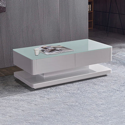 Stylish Coffee Table High Gloss Finish Shiny White Colour with 4 Drawers Storage - Cosy Abode