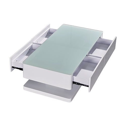Stylish Coffee Table High Gloss Finish Shiny White Colour with 4 Drawers Storage - Cosy Abode