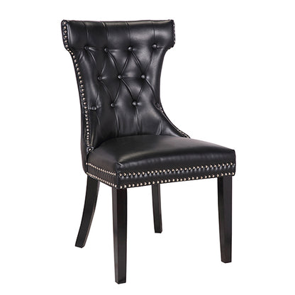 Century 2X Dining Chair Black Pu Wooden Legs - Cosy Abode