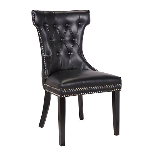Century 2X Dining Chair Black Pu Wooden Legs - Cosy Abode