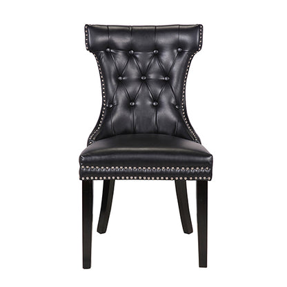 Century 2X Dining Chair Black Pu Wooden Legs - Cosy Abode