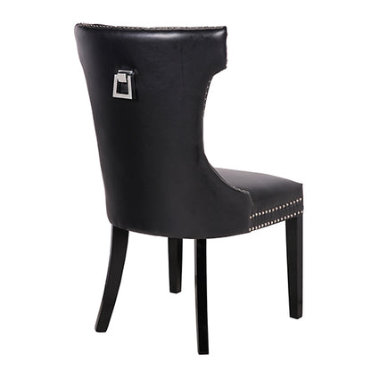 Century 2X Dining Chair Black Pu Wooden Legs - Cosy Abode