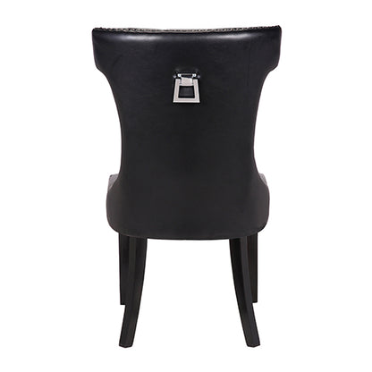 Century 2X Dining Chair Black Pu Wooden Legs - Cosy Abode