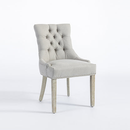 Coaster 2X Dining Chair Light Grey Linen White Wash Legs - Cosy Abode