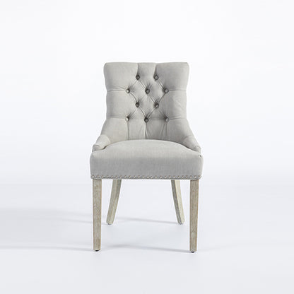 Coaster 2X Dining Chair Light Grey Linen White Wash Legs - Cosy Abode