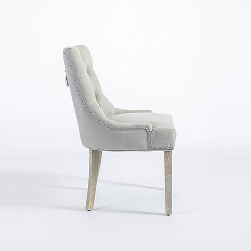 Coaster 2X Dining Chair Light Grey Linen White Wash Legs - Cosy Abode